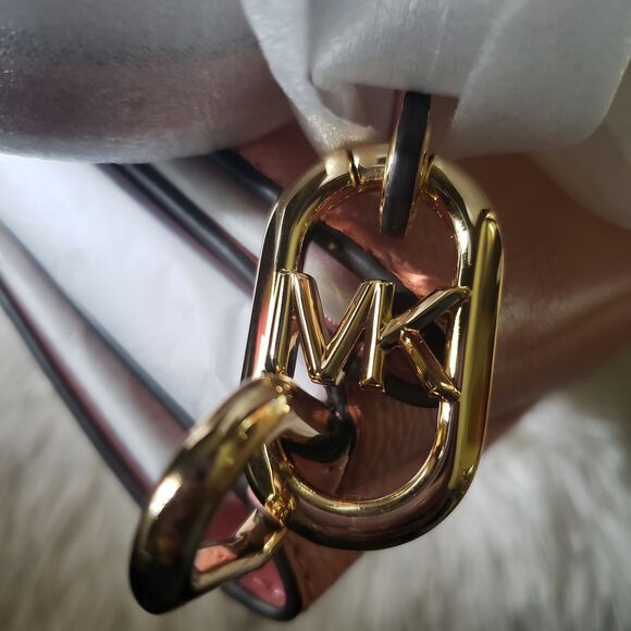 MICHAEL KORS Trisha Medium Pebbled Leather Crossbody Bag Pink NEW - Picture 7 of 7